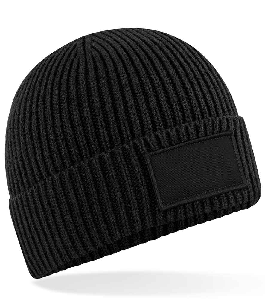 Beechfield Fashion Patch Beanie | Black