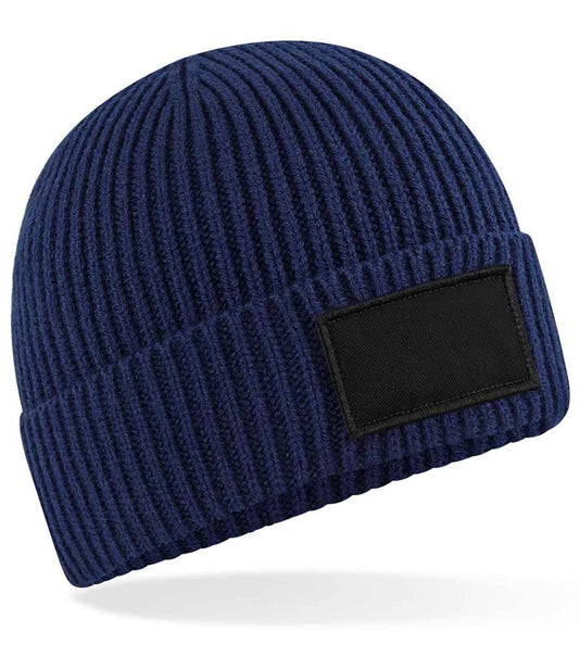 Beechfield Fashion Patch Beanie | Oxford Navy/Black