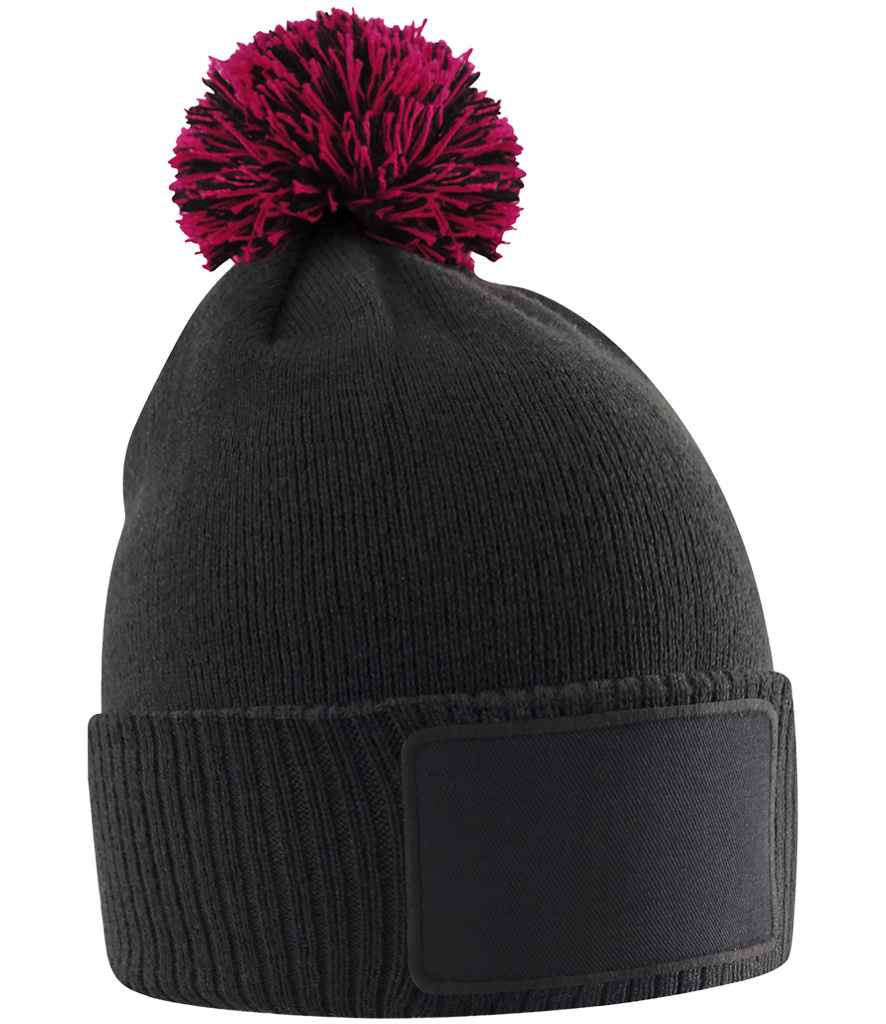 Beechfield Kids Snowstar® Patch Beanie | Black/Classic Red