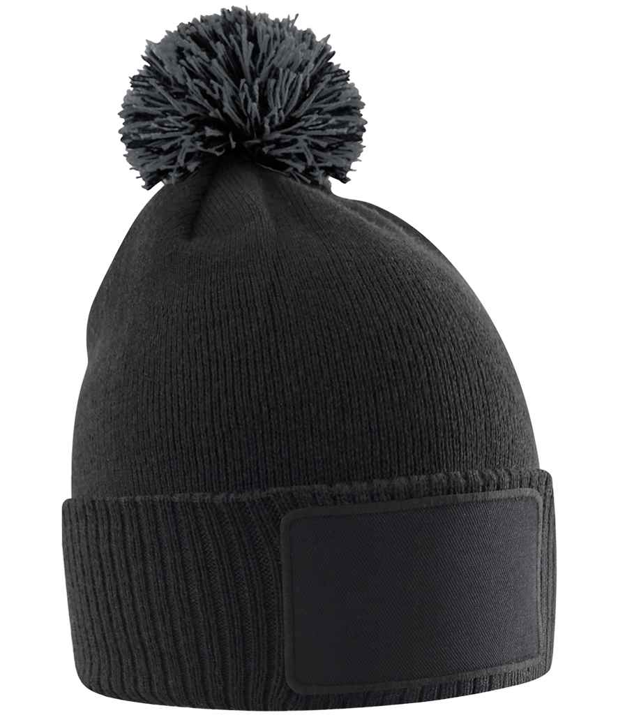 Beechfield Kids Snowstar® Patch Beanie | Black/Graphite Grey