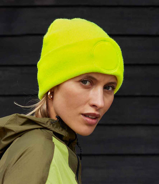 Beechfield Circular Patch Beanie | Fluorescent Yellow