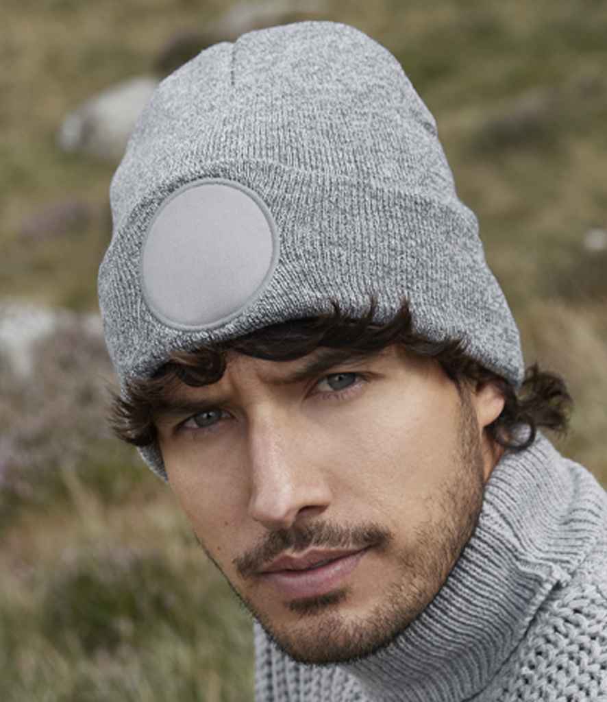 Beechfield Circular Patch Beanie | Heather Grey