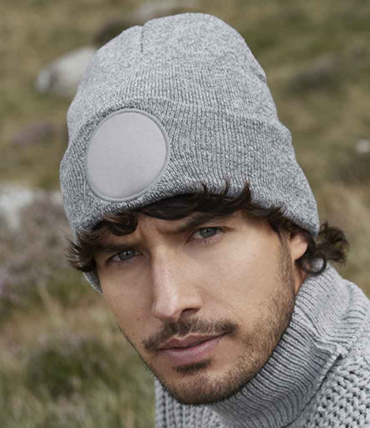 Beechfield Circular Patch Beanie | Heather Grey