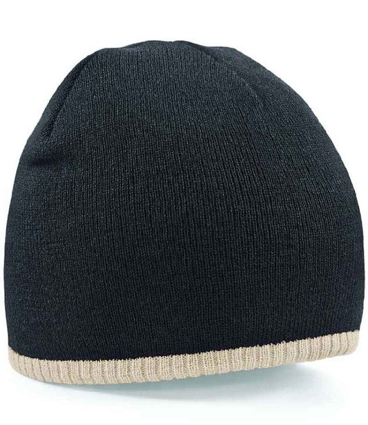Beechfield Two Tone Pull-On Beanie | Black/Stone
