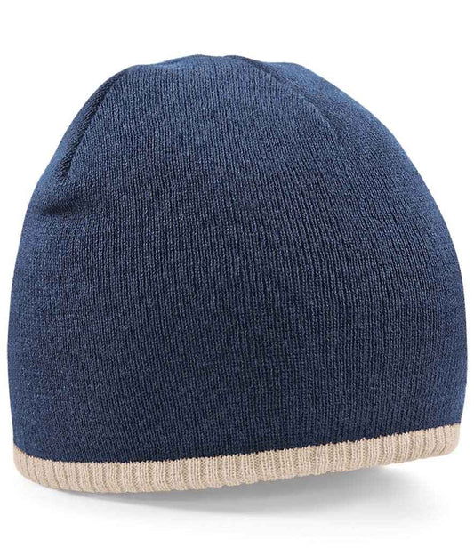 Beechfield Two Tone Pull-On Beanie | Navy/Stone