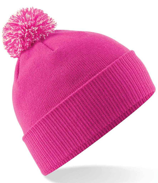 Beechfield Kids Snowstar® Beanie | Fuchsia/Off White