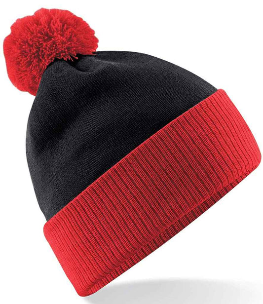 Beechfield Snowstar® Two Tone Beanie | Black/Bright Red