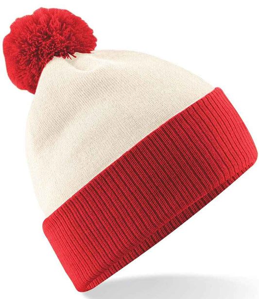 Beechfield Snowstar® Two Tone Beanie | Off White/Bright Red