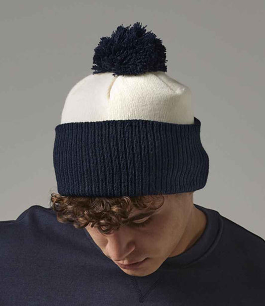 Beechfield Snowstar® Two Tone Beanie | Off White/French Navy