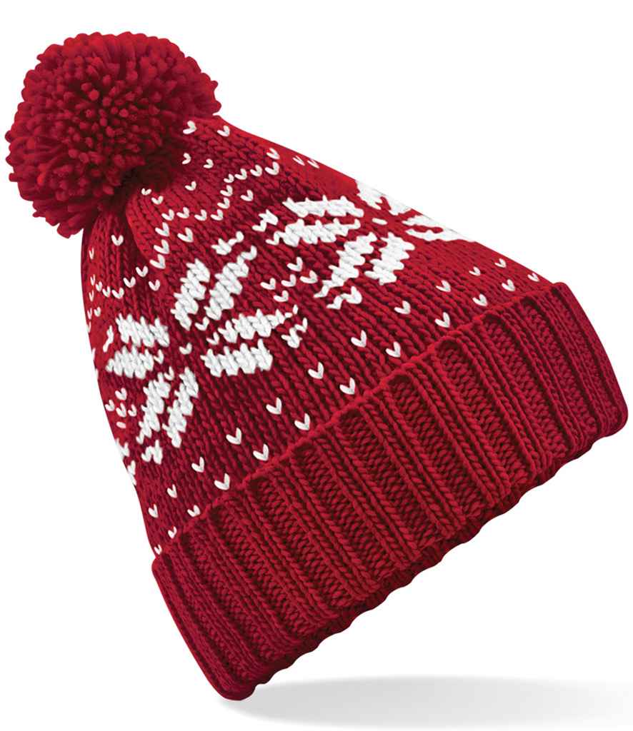 Beechfield Fair Isle Snowstar® Beanie | Classic Red/White