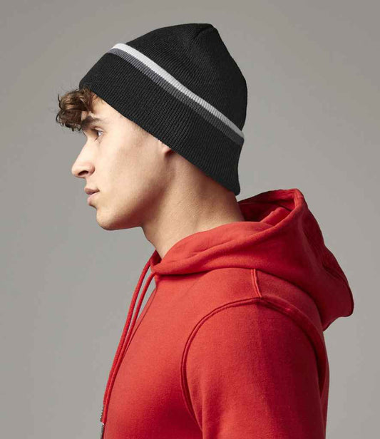 Beechfield Teamwear Beanie | Black/Graphite Grey/White