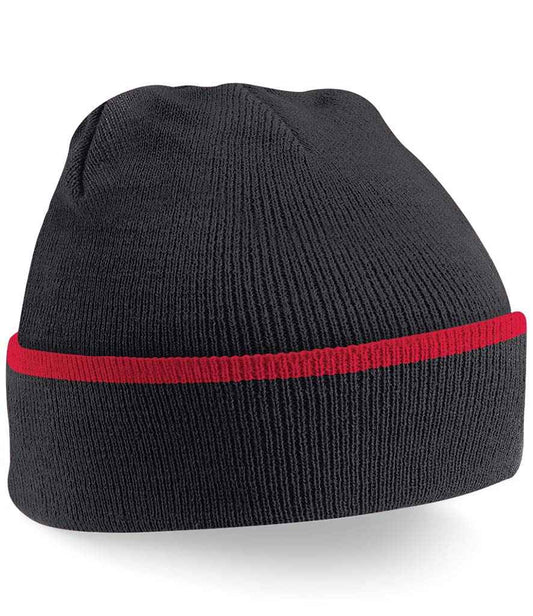Beechfield Teamwear Beanie | Black/Classic Red