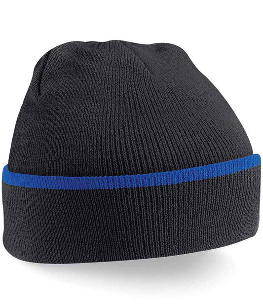 Beechfield Teamwear Beanie | Black/Bright Royal