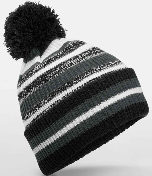 Beechfield Multi-Sport Fan Beanie | Black/Graphite Grey/White