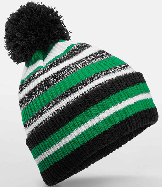 Beechfield Multi-Sport Fan Beanie | Black/Kelly Green/White