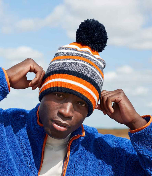 Beechfield Multi-Sport Fan Beanie | French Navy/Orange/White