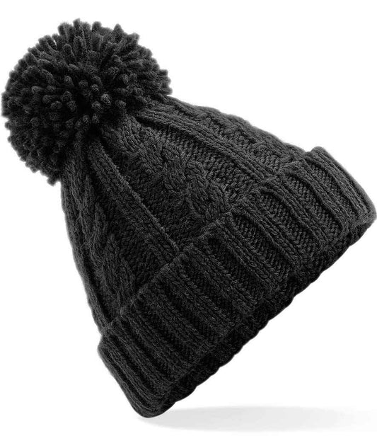 Beechfield Cable Knit Melange Beanie | Black