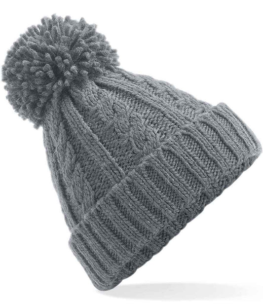 Beechfield Cable Knit Melange Beanie | Light Grey