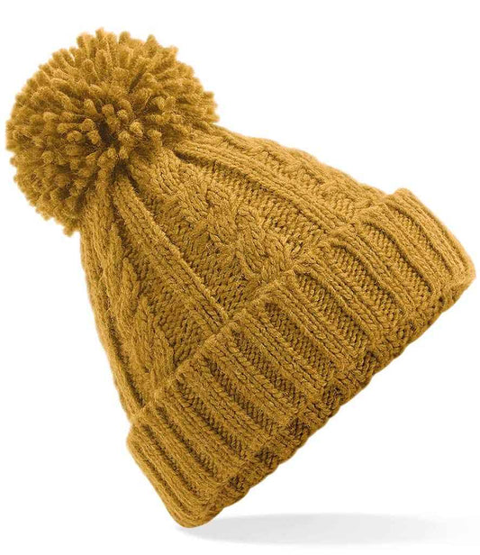 Beechfield Cable Knit Melange Beanie | Mustard