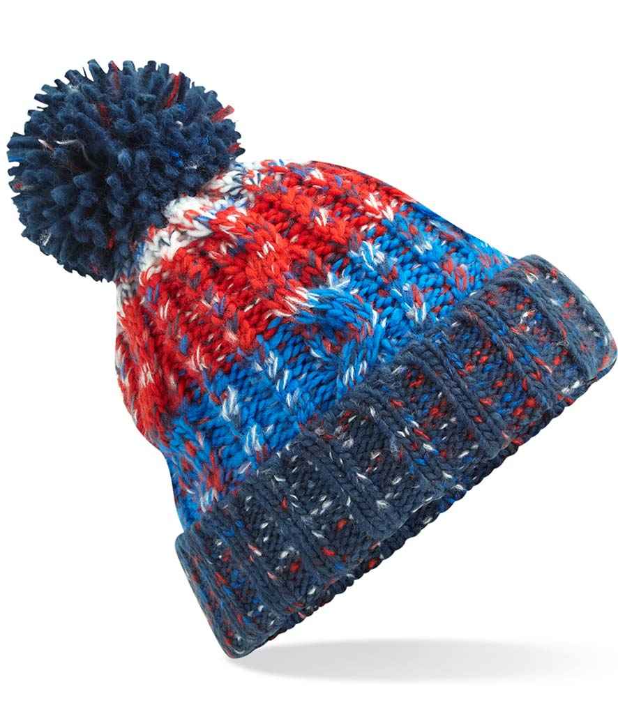 Beechfield Corkscrew Pom Pom Beanie | Chilli Blues