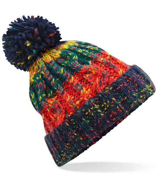 Beechfield Corkscrew Pom Pom Beanie | Crackling Campfire