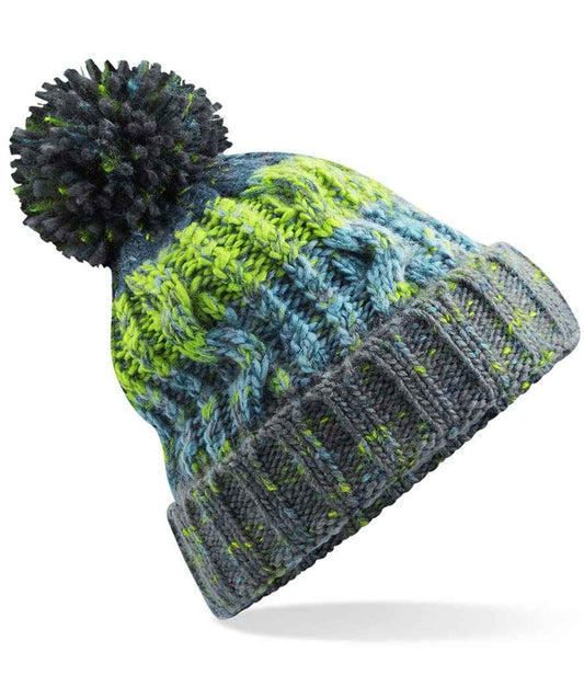 Beechfield Corkscrew Pom Pom Beanie | Electric Grey
