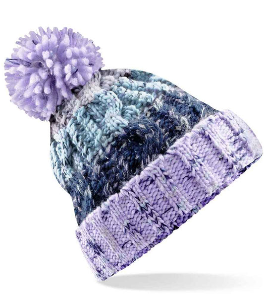 Beechfield Corkscrew Pom Pom Beanie | Lavender Fizz