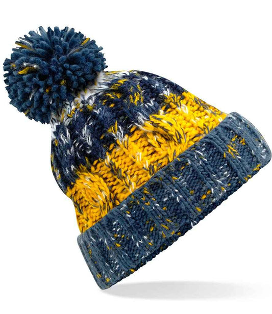 Beechfield Corkscrew Pom Pom Beanie | Morning Frost