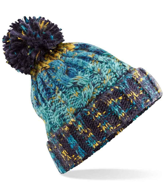 Beechfield Corkscrew Pom Pom Beanie | Marina Splash