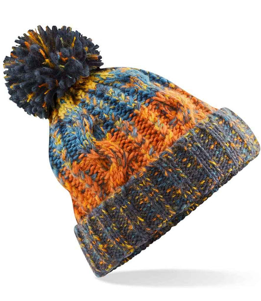 Beechfield Corkscrew Pom Pom Beanie | Retro Blues