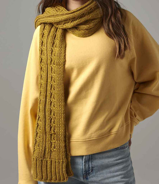 Beechfield Cable Knit Melange Scarf | Mustard