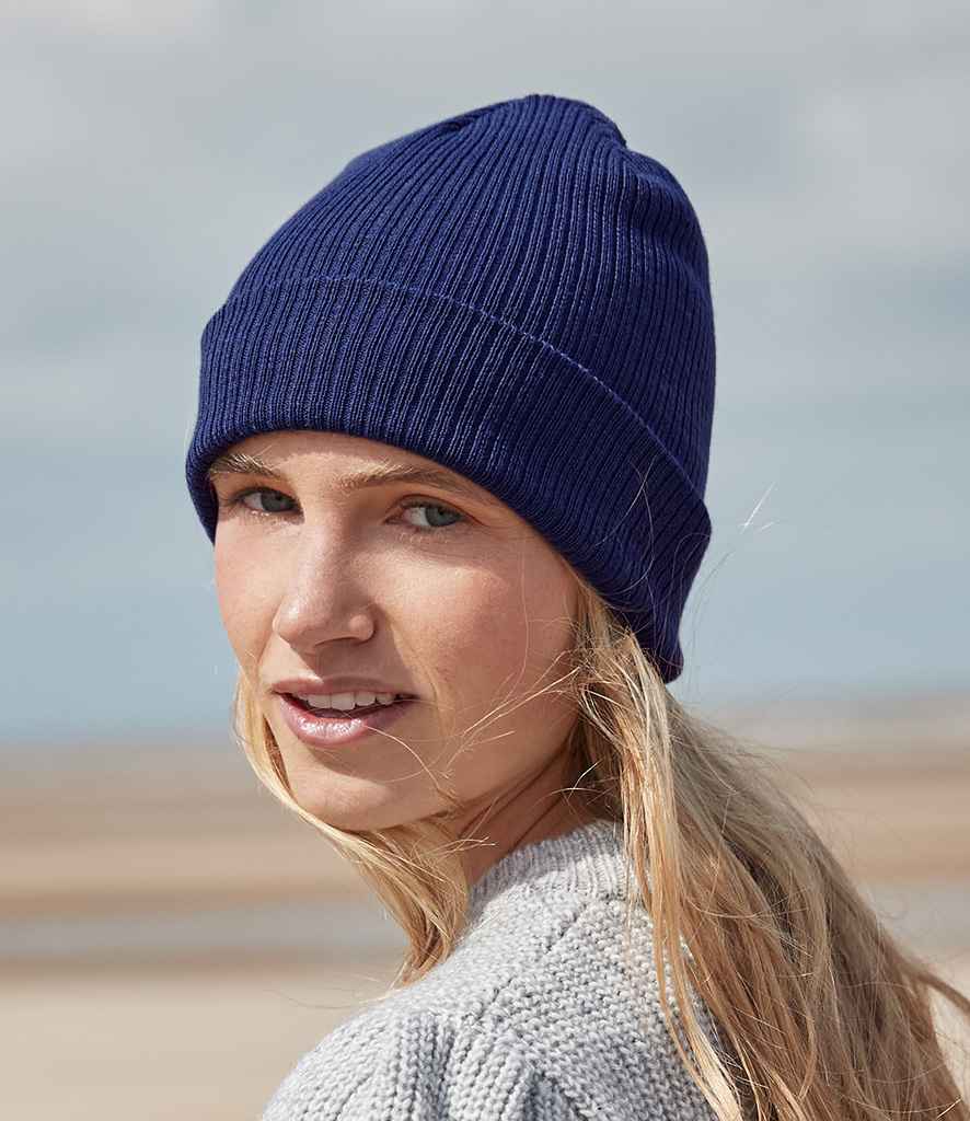 Beechfield Organic Cotton Fine Knit Beanie | Oxford Navy