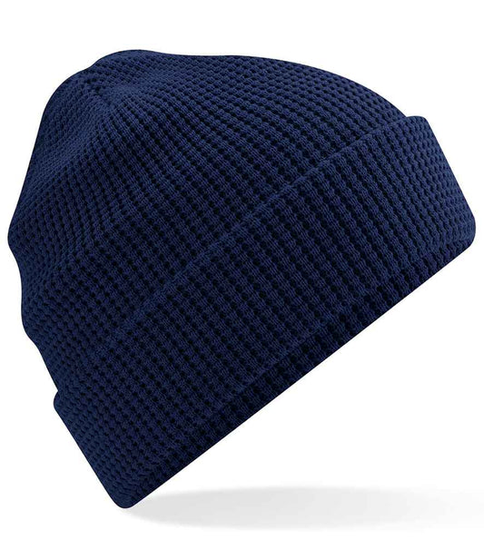 Beechfield Organic Cotton Waffle Beanie | Oxford Navy