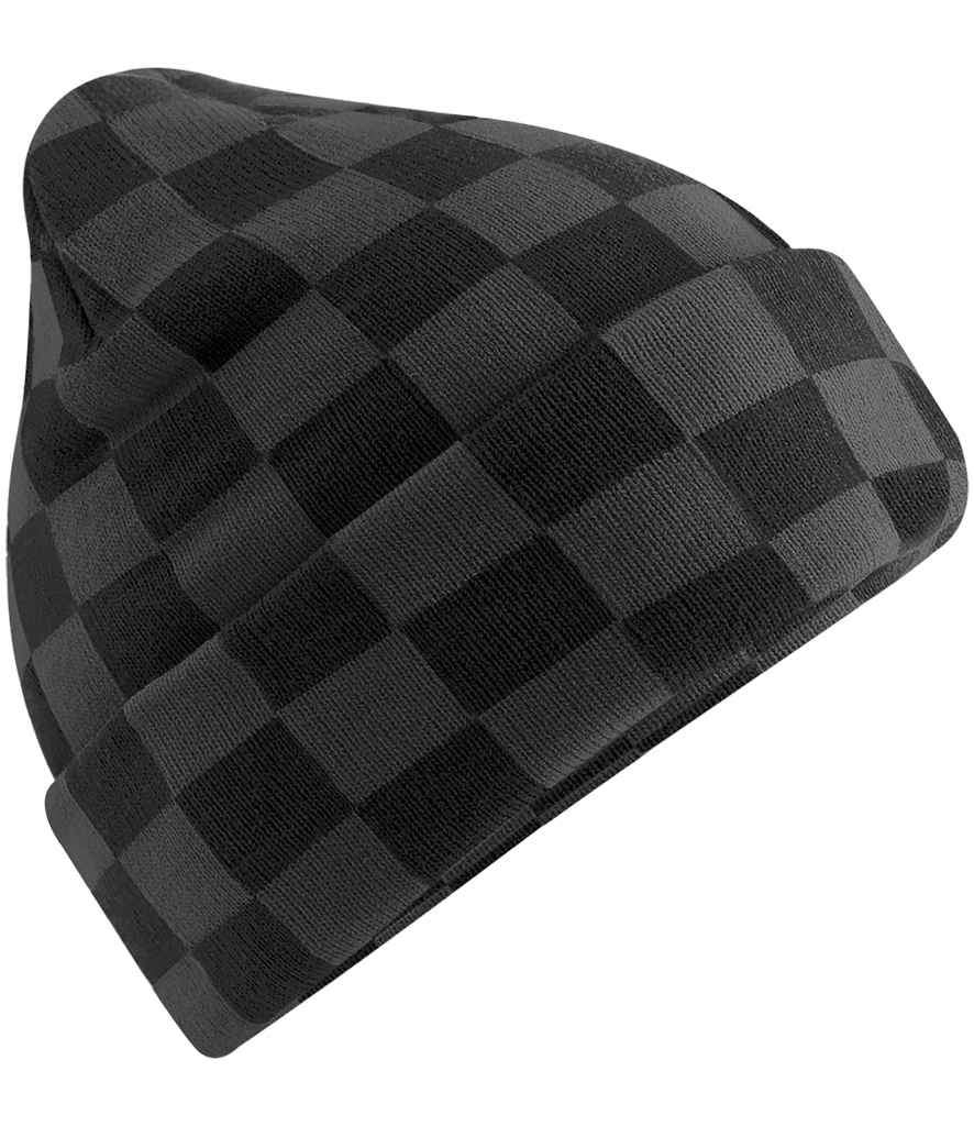 Beechfield Checkerboard Beanie | Black/Charcoal