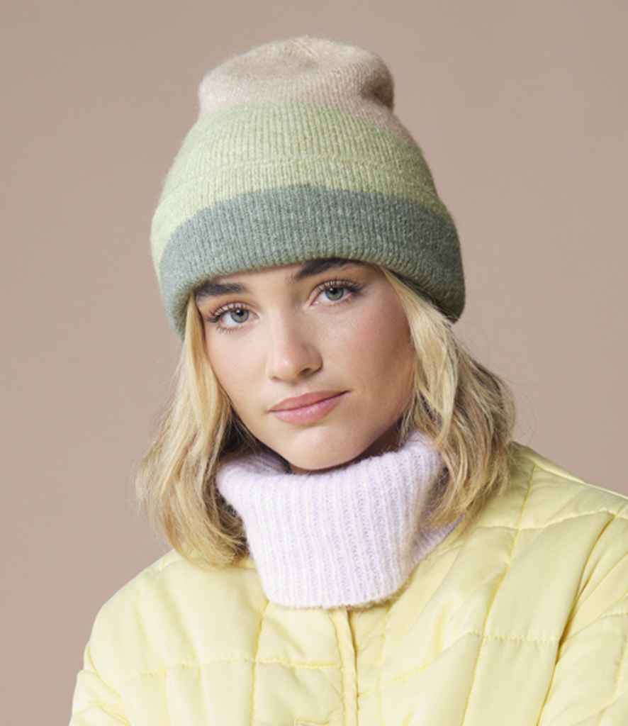 Beechfield Soft Wave Beanie | Almond/Pistachio/Dusty Green
