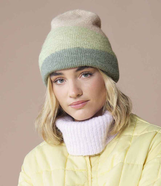 Beechfield Soft Wave Beanie | Almond/Pistachio/Dusty Green
