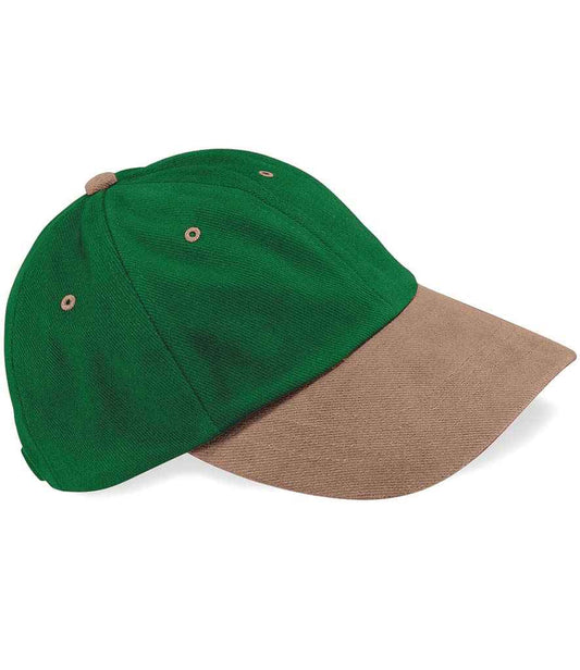 Beechfield Heavy Brushed Low Profile Cap | Forest Green/Taupe