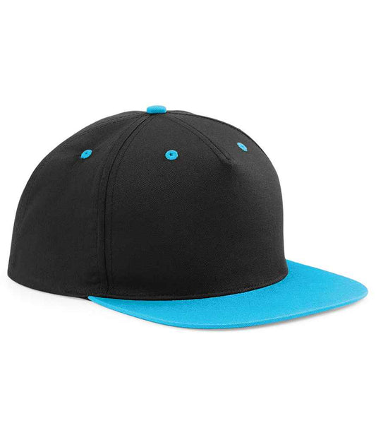 Beechfield 5 Panel Contrast Snapback | Black/Surf Blue