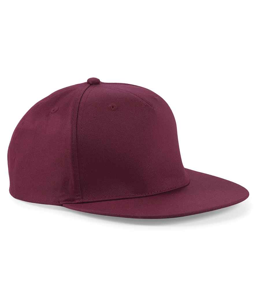 Beechfield 5 Panel Snapback Rapper Cap | Burgundy