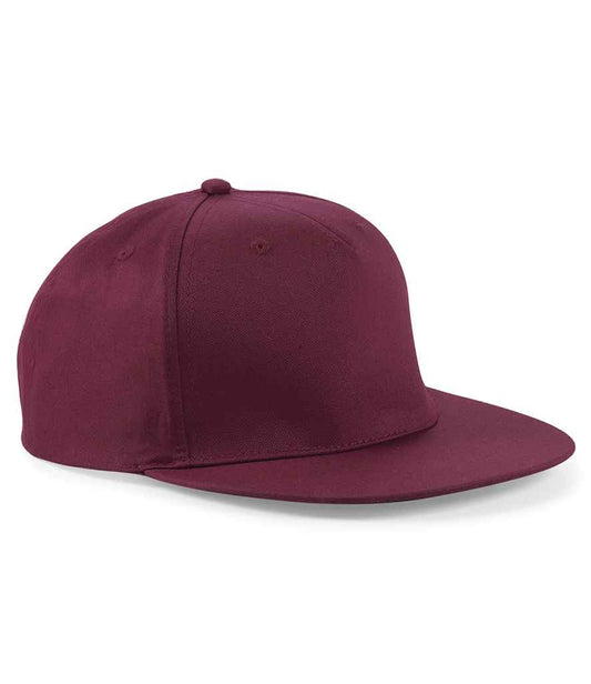 Beechfield 5 Panel Snapback Rapper Cap | Burgundy