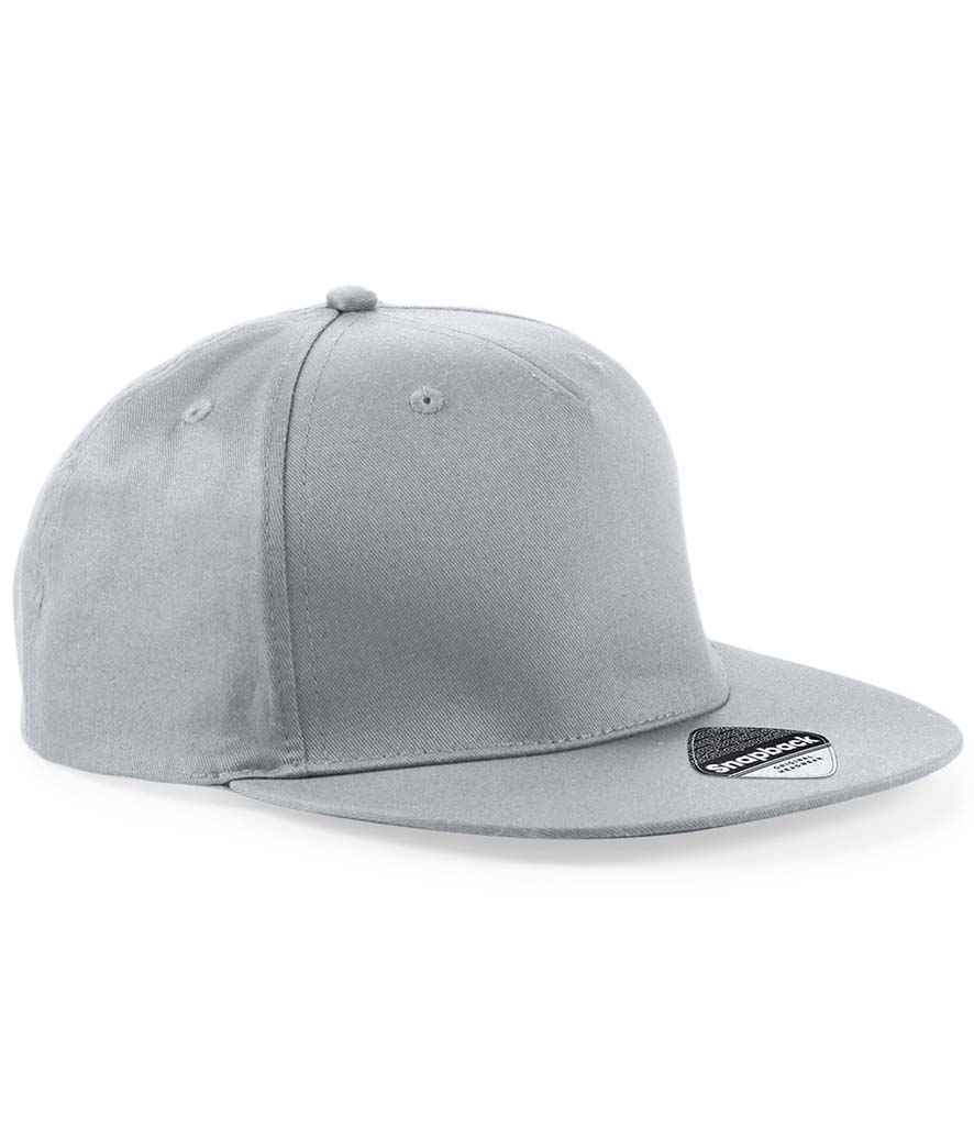 Beechfield 5 Panel Snapback Rapper Cap | Light Grey