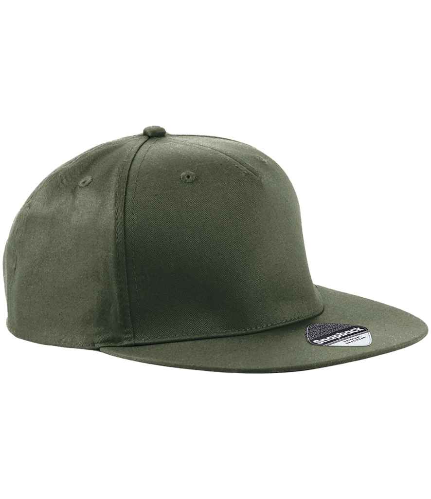Beechfield 5 Panel Snapback Rapper Cap | Olive Green