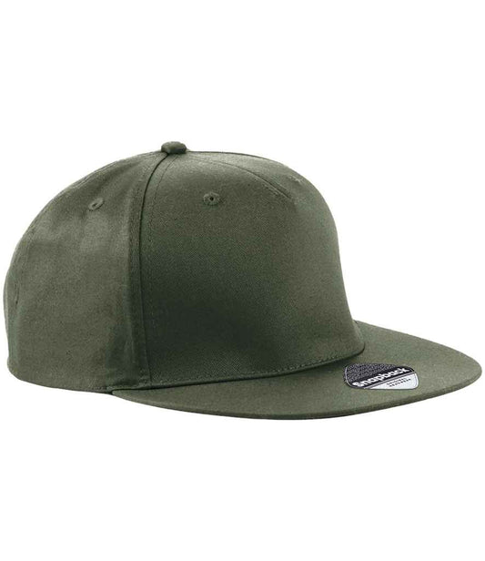 Beechfield 5 Panel Snapback Rapper Cap | Olive Green