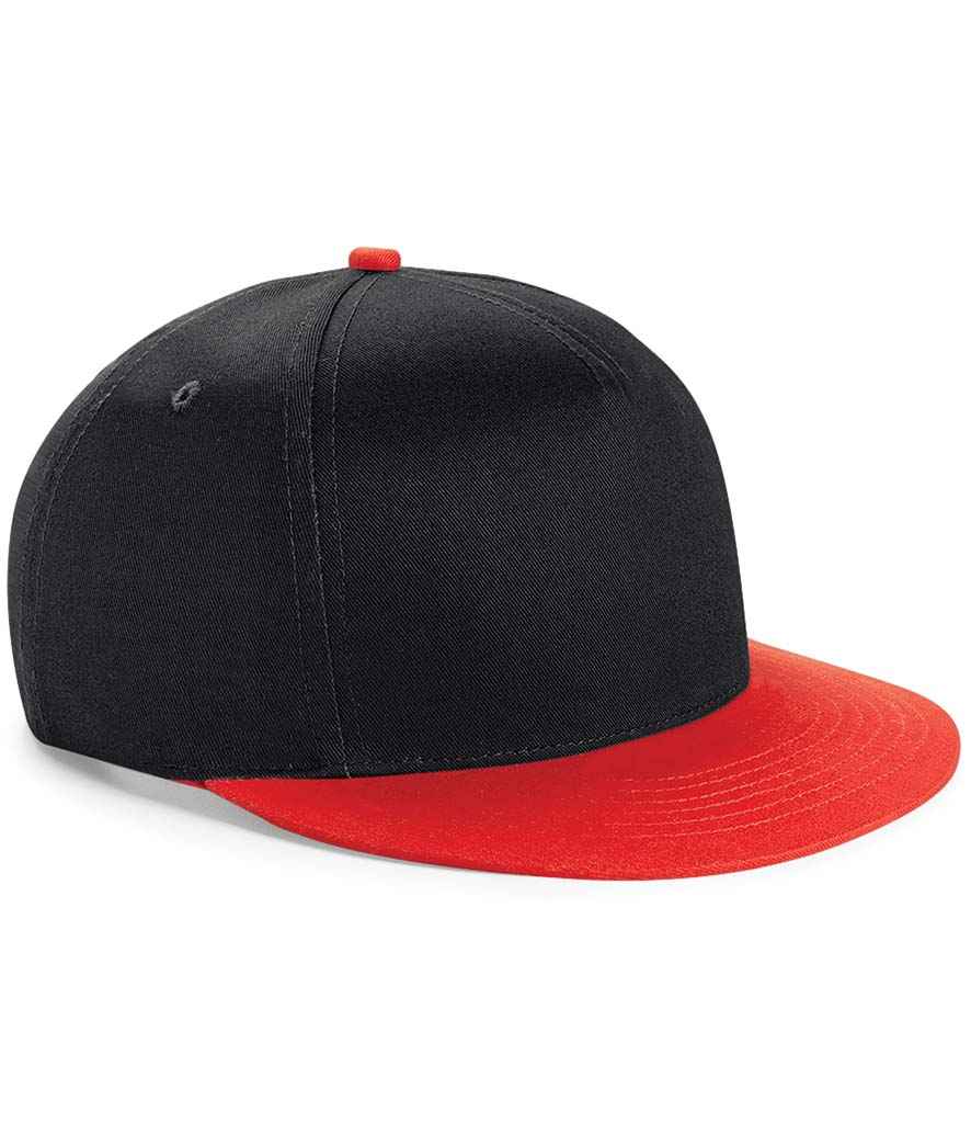 Beechfield Youth Snapback Cap | Black/Bright Red