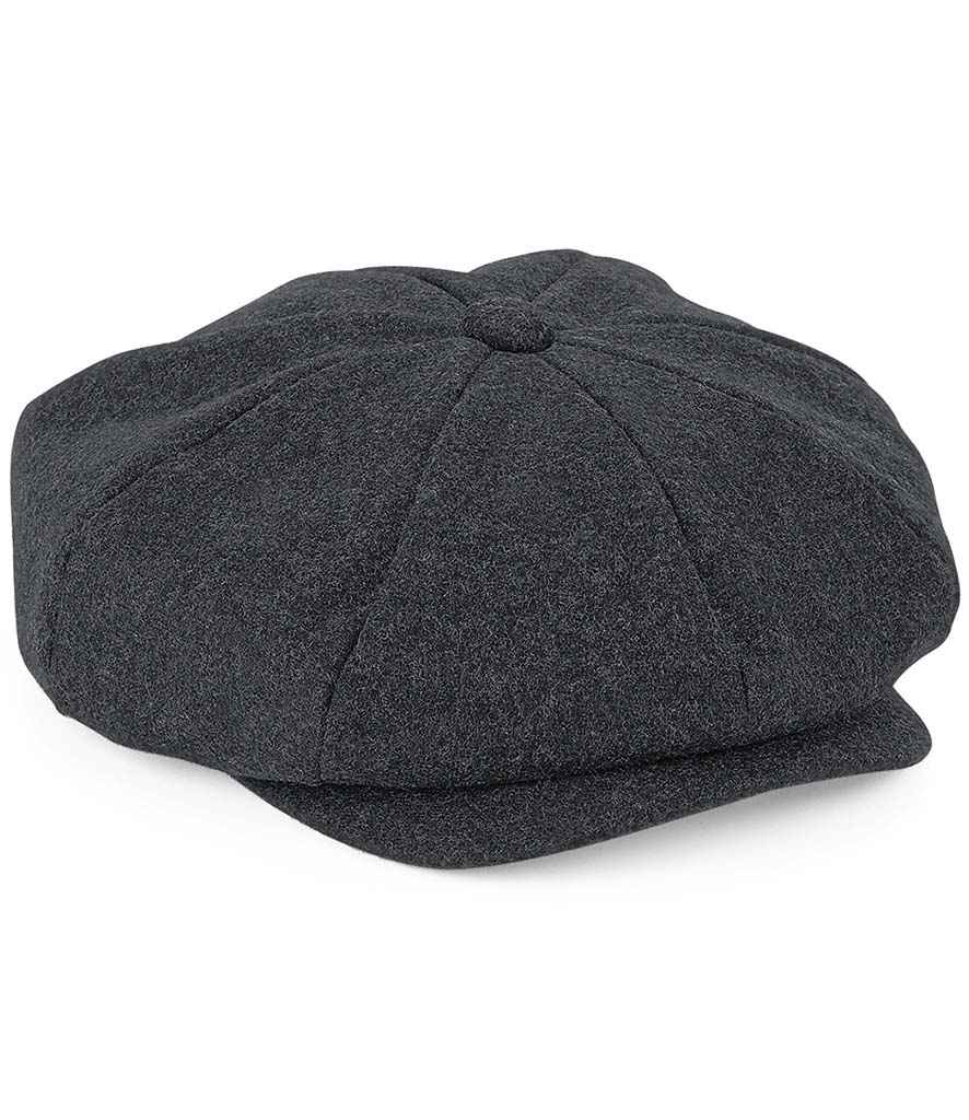 Beechfield Melton Wool Baker Boy Cap | Charcoal Marl