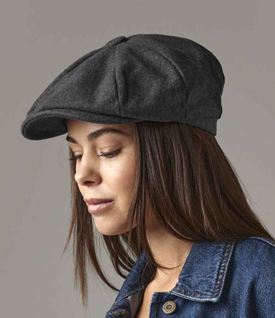 Beechfield Melton Wool Baker Boy Cap | Charcoal Marl