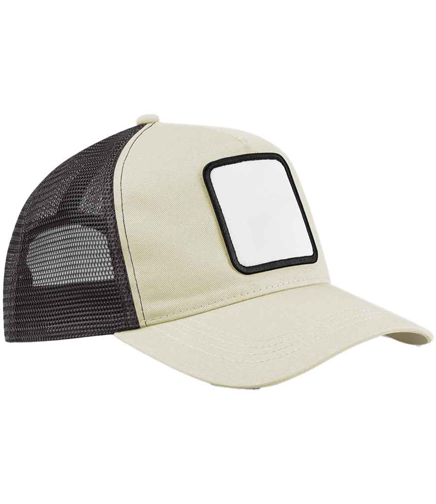 Beechfield Appliqué Patch 5 Panel Trucker Cap | Stone/Shadow Grey