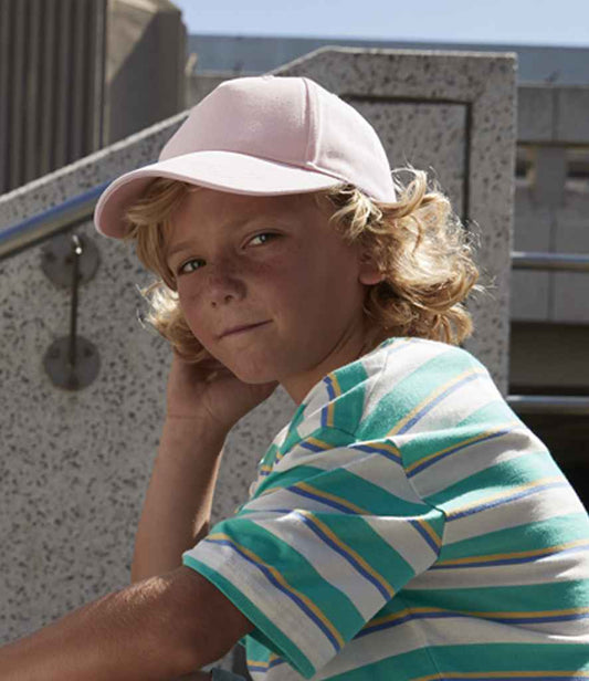 Beechfield Kids Organic Cotton 5 Panel Cap | Powder Pink