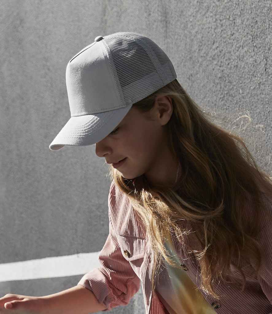 Beechfield Kids Snapback Trucker Cap | Light Grey/Light Grey