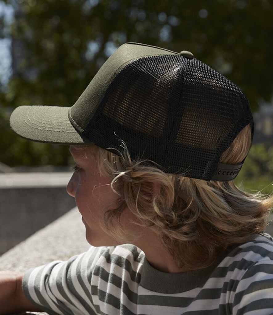 Beechfield Kids Snapback Trucker Cap | Olive Green/Black